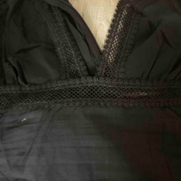 Black Plunging Neckline Lace Ruffle Sleeve Mini Dress - Picture 13 of 13